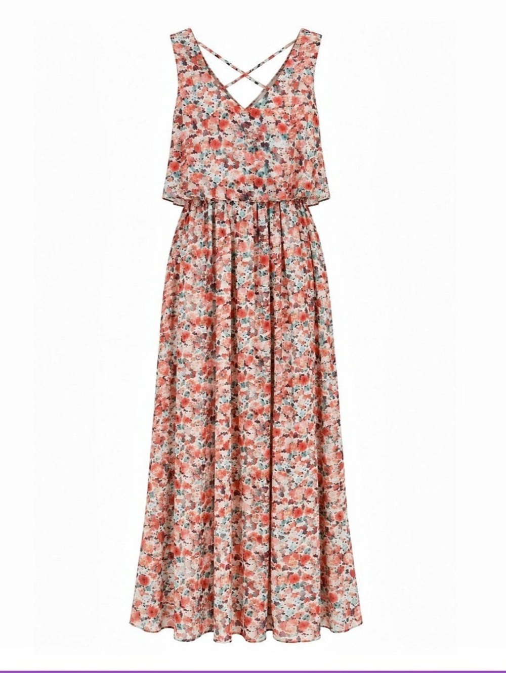 Lilly Rose Floral Maxi Dress in Orange & Blue